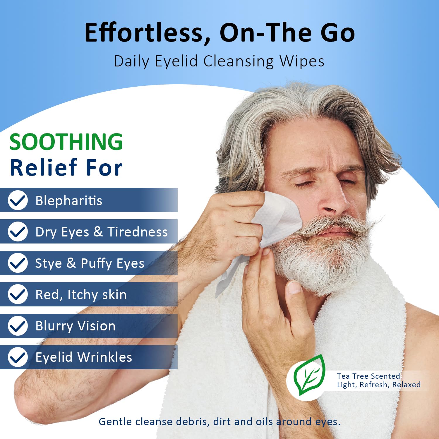 ProCIV eyelid wipes extra-large textured cleanse for deep, gentle eyelid cleansing.