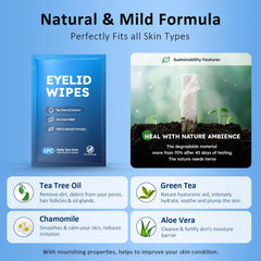 ProCIV eyelid wipes with tea tree and aloe provide soothing eye cleansing.
