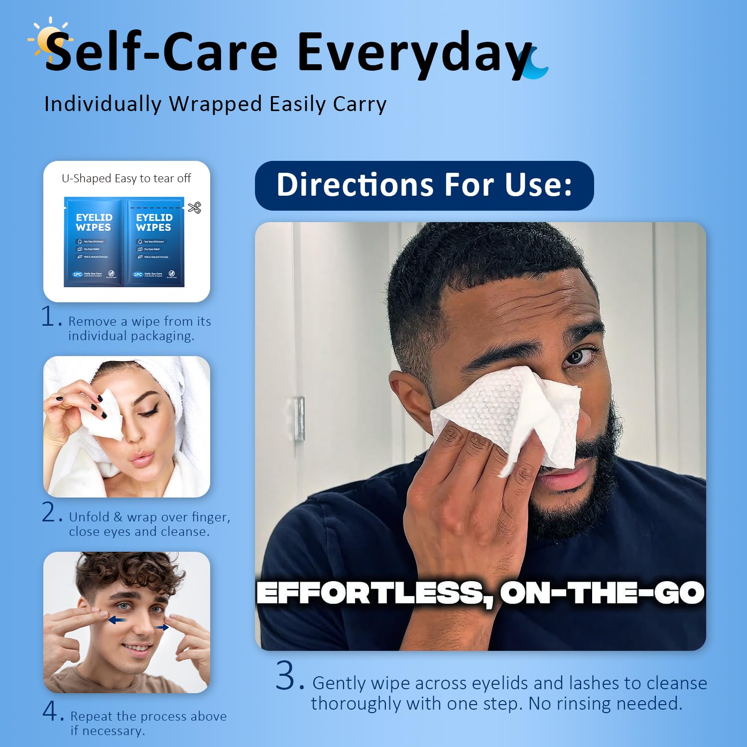 ProCIV eyelid wipes travel pack enables discreet, convenient eyelid care anywhere.