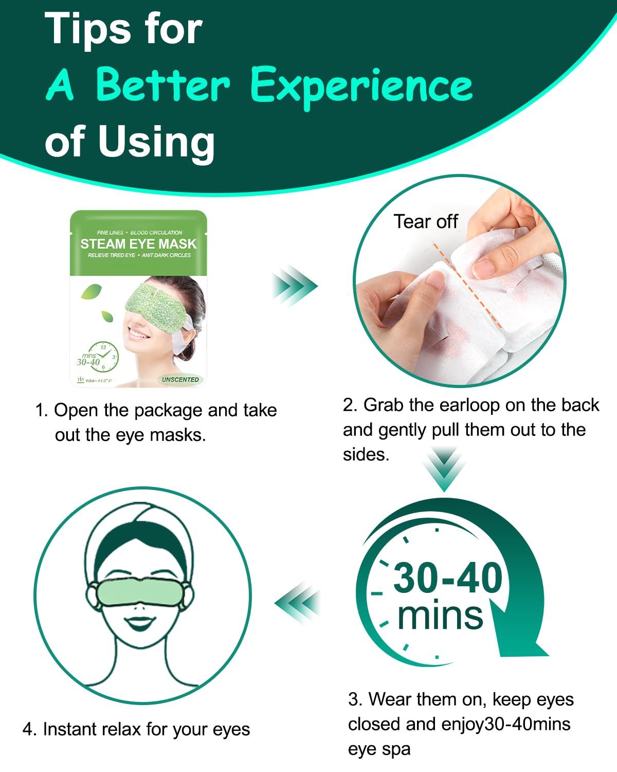 ProCIV Steam Eye Mask invisible steam enables quick relaxation routine.