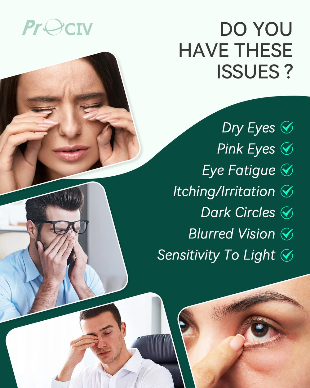 ProCIV steam eye mask worn shows comfortable warmth during breaks.