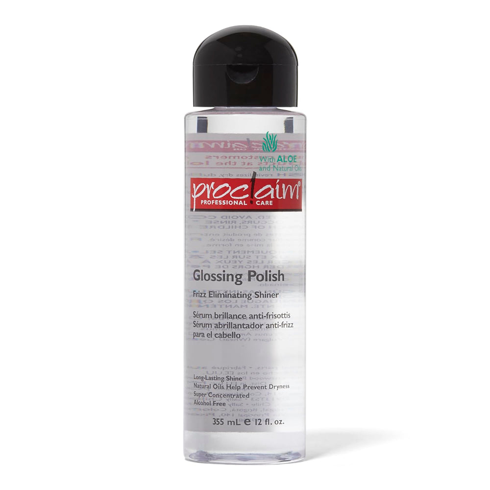 Proclaim Glossing Polish 12oz bottle delivers lasting shine and frizz control