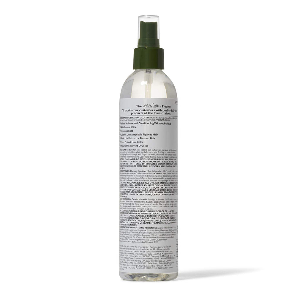 Proclaim Olive Spray On Glosser hair-gloss with luminous shine and color protection