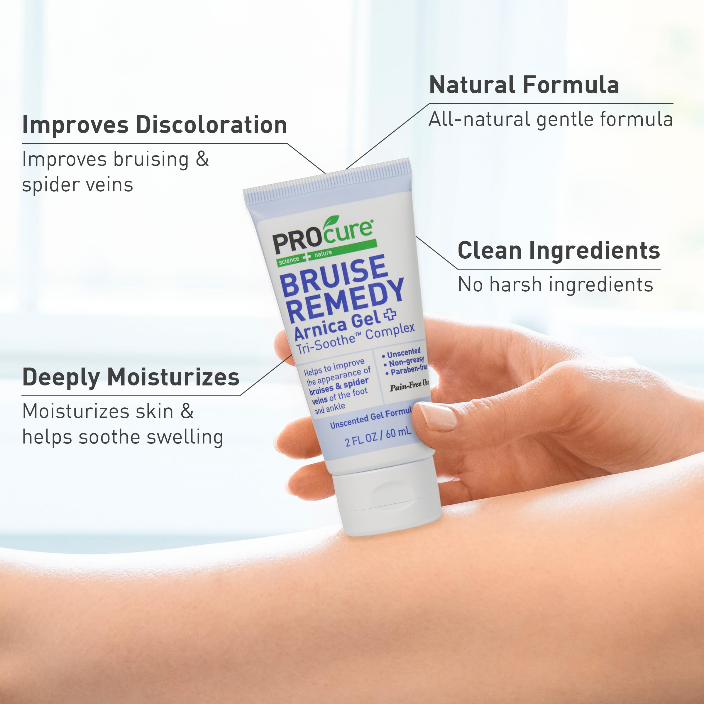 Calendula-infused PROcure Bruise Remedy Gel soothes skin after bumps