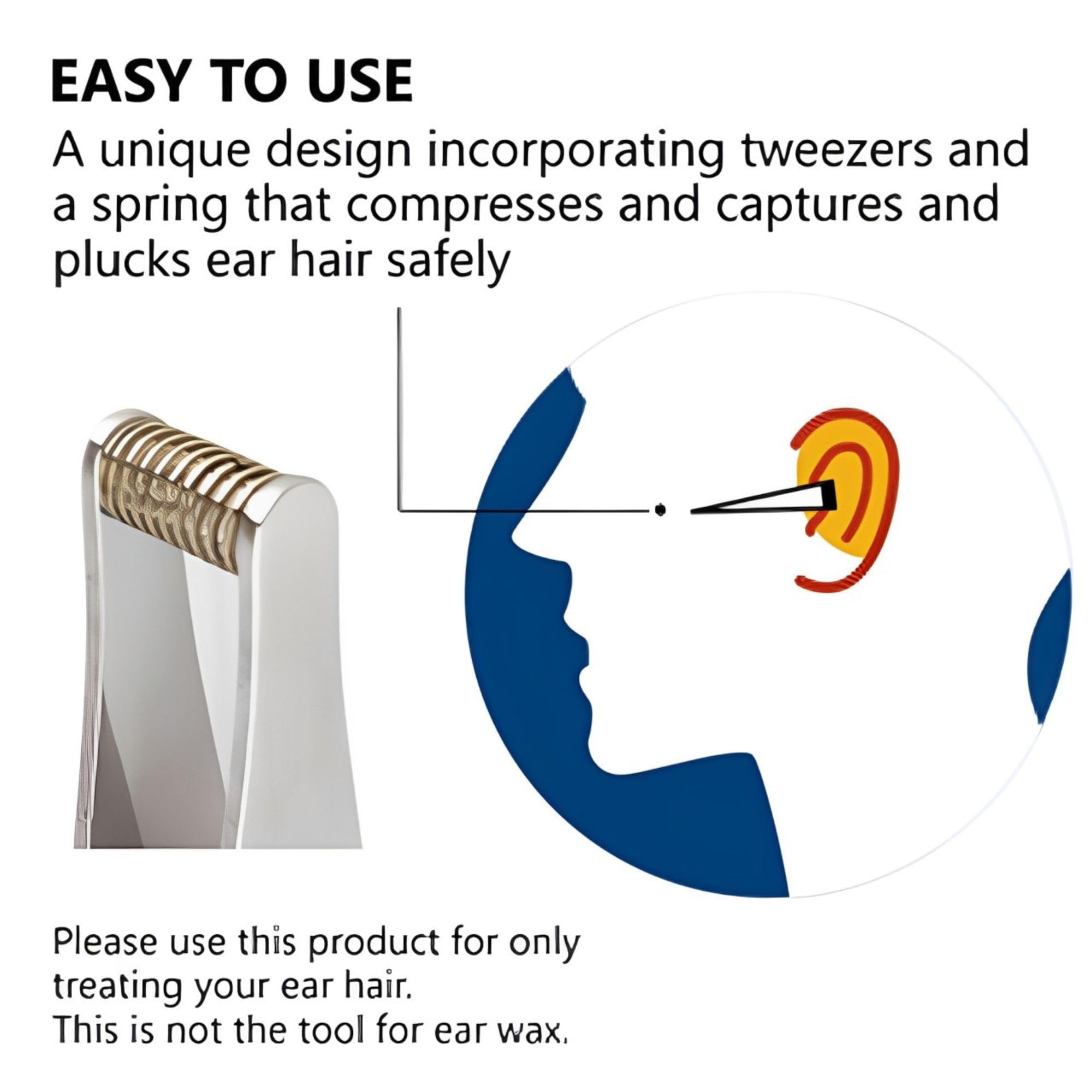 Product of Gifu Japan Seki ear hair trimmer close-up stainless steel for durable hygiene.