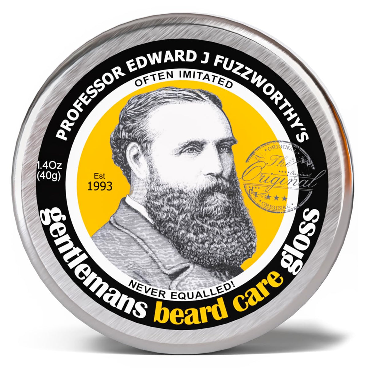 Professor Fuzzworthy's Beard Balm Gloss with Leatherwood Honey for glossy, manageable beards and conditioning.