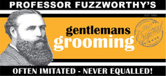 Professor Fuzzworthy's Handmade in Tasmania image shows premium natural ingredients for grooming.