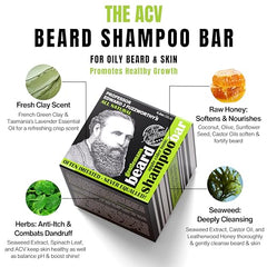 Application shot of Professor Fuzzworthy's beard shampoo bar lathering for gentle cleansing.