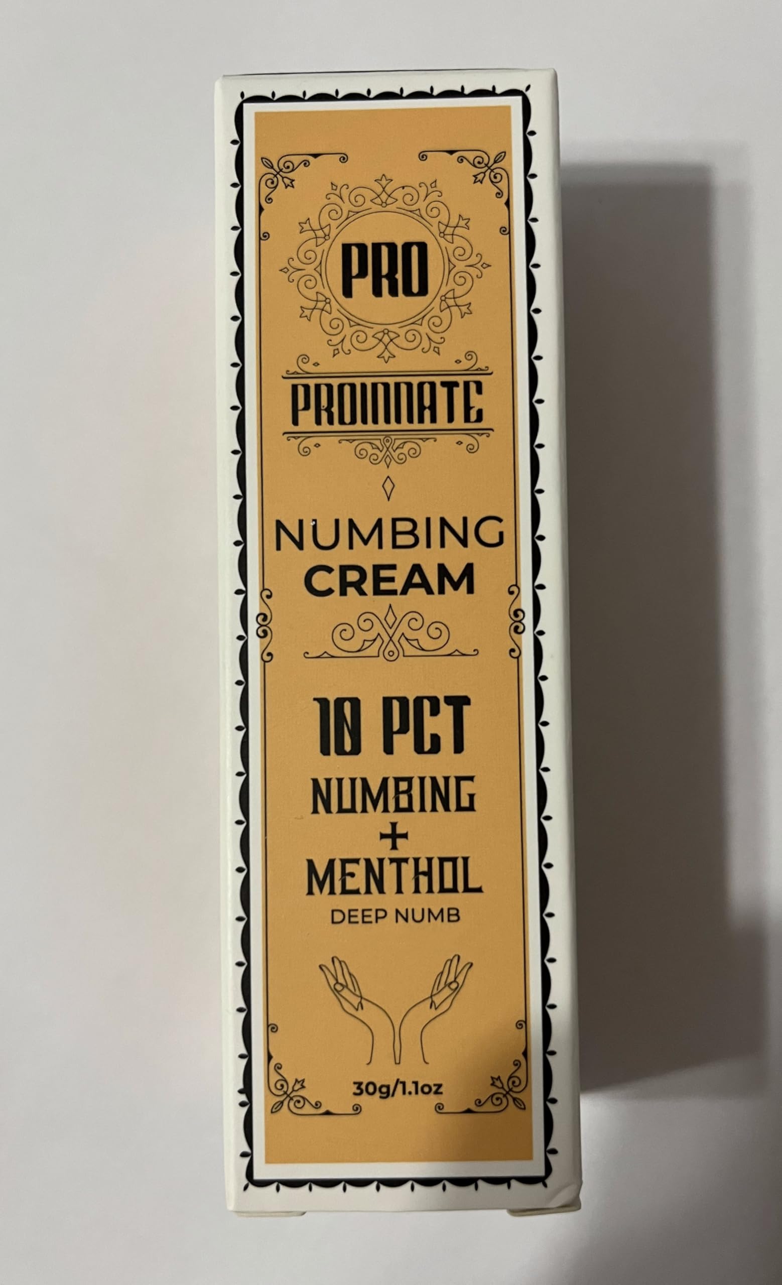 Proinnate Numbing Cream odor-free formula shown in bottle for comfortable use.