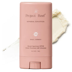 Project Reef SPF50 mineral sunscreen stick compact ready for on-the-go protection.
