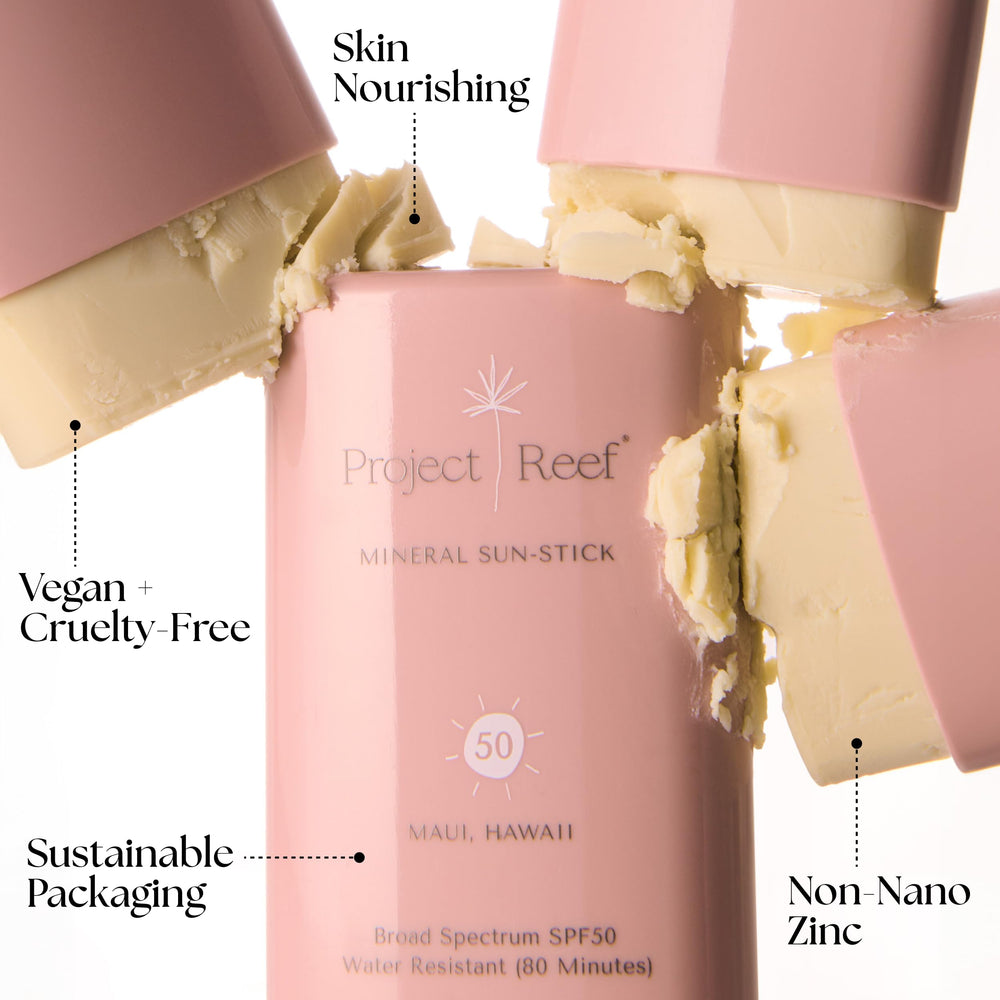 Project Reef sunscreen stick applying glide demonstrates smooth, even coverage.