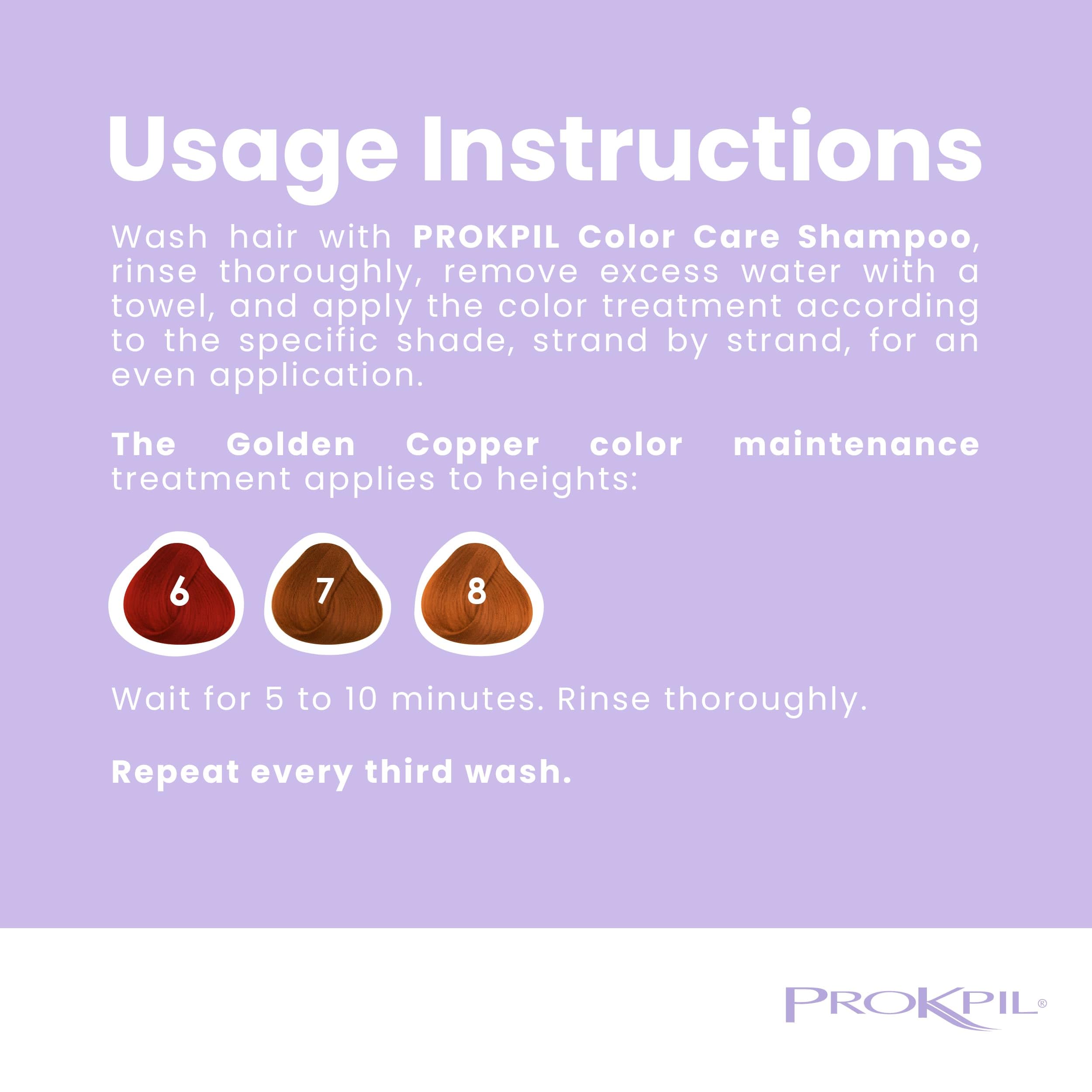 Prokpil Golden Copper color shield swatch demonstrates fade-resistance across ten dye shades.