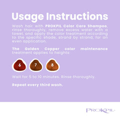 Prokpil Golden Copper color shield swatch demonstrates fade-resistance across ten dye shades.