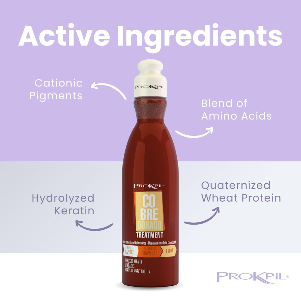 Prokpil Golden Copper dyed-hair maintenance close-up shows consistent shade and manageability.
