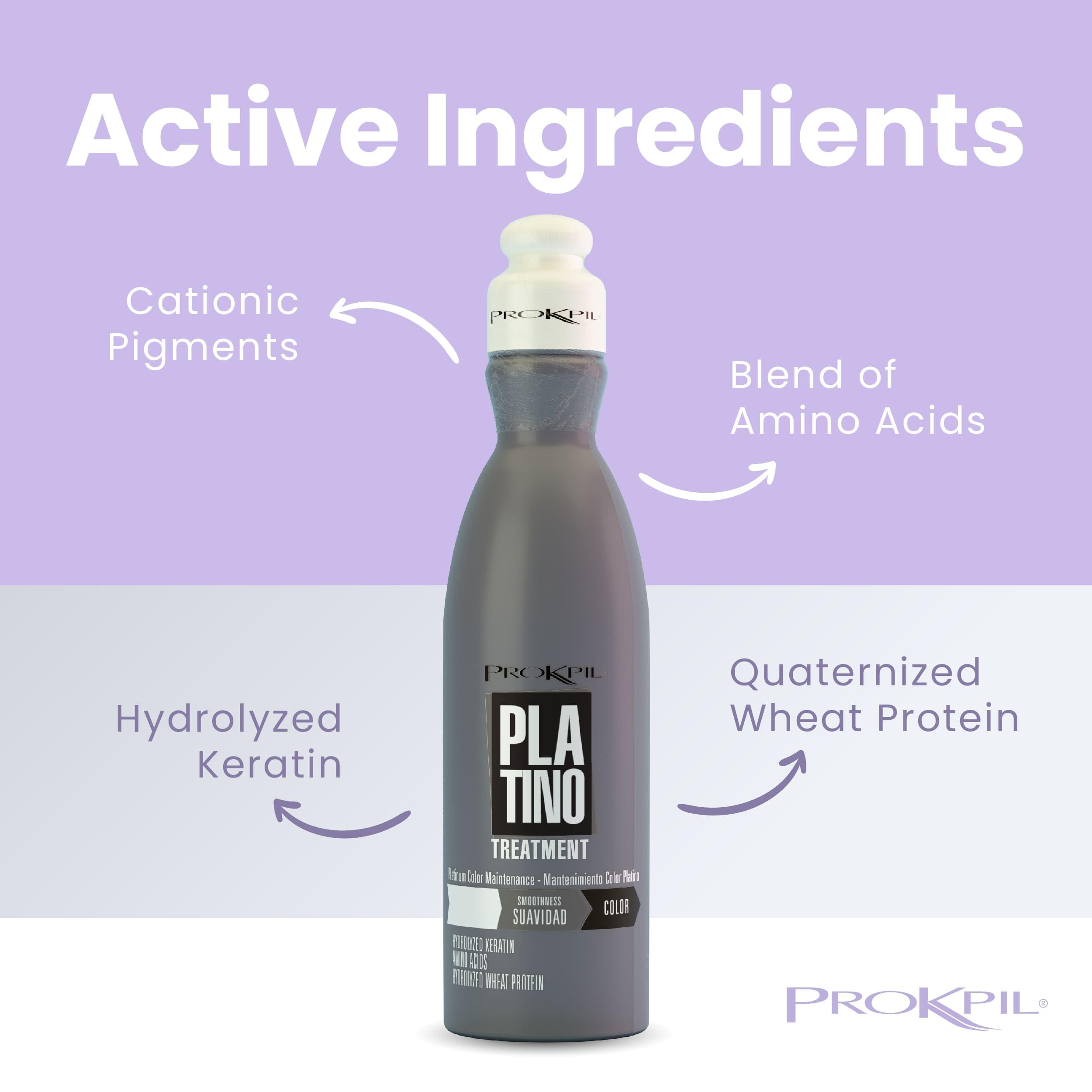 Prokpil platinum gray hair before-after collage shows color retention and softness.