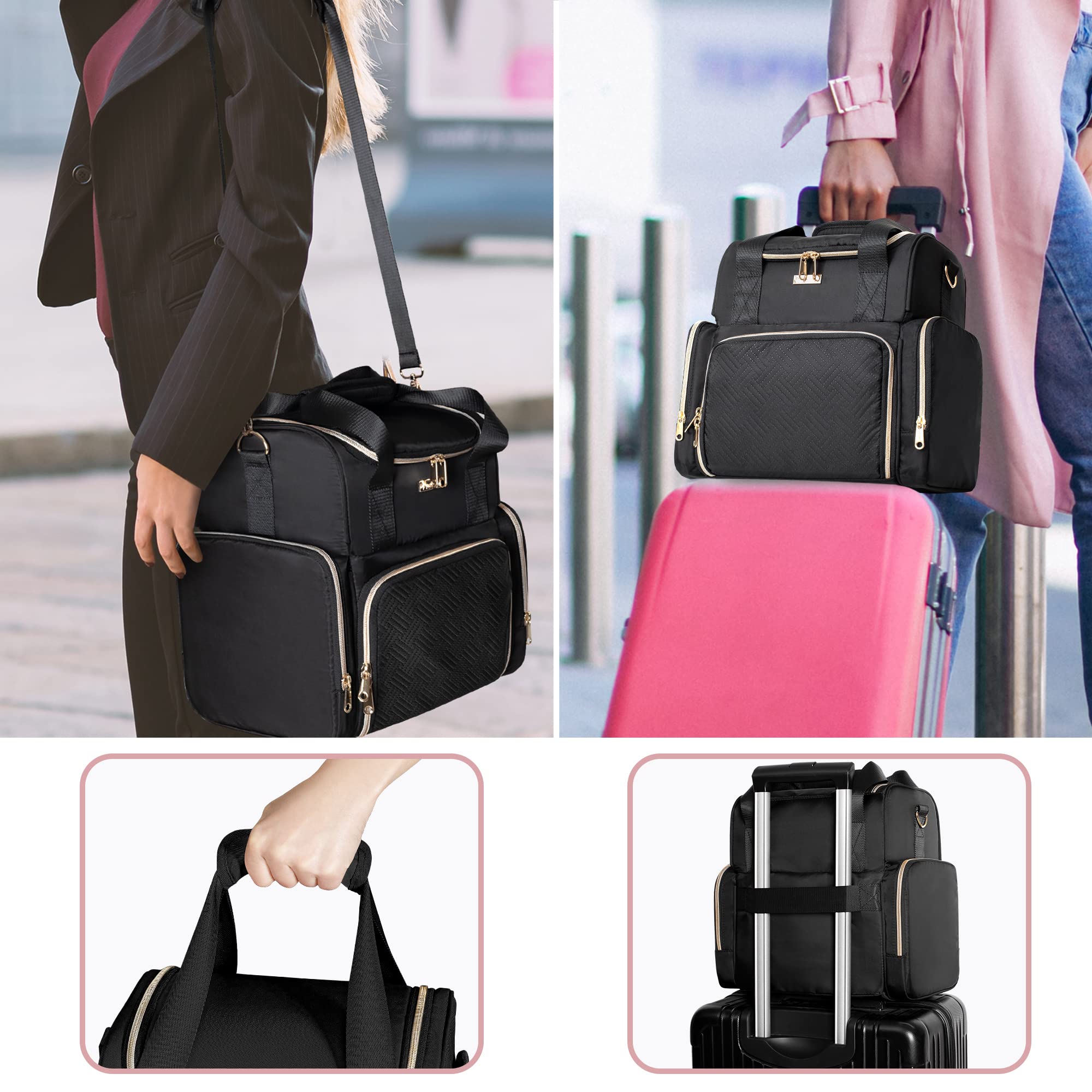 Prokva large cosmetic bag durable nylon material protects cosmetics during trips.