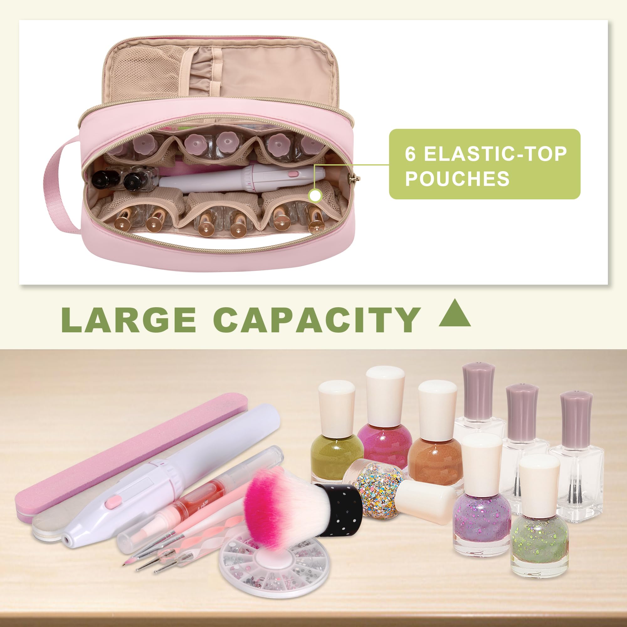 Prokva back compartments store tools, stickers, clippers neatly during travel.