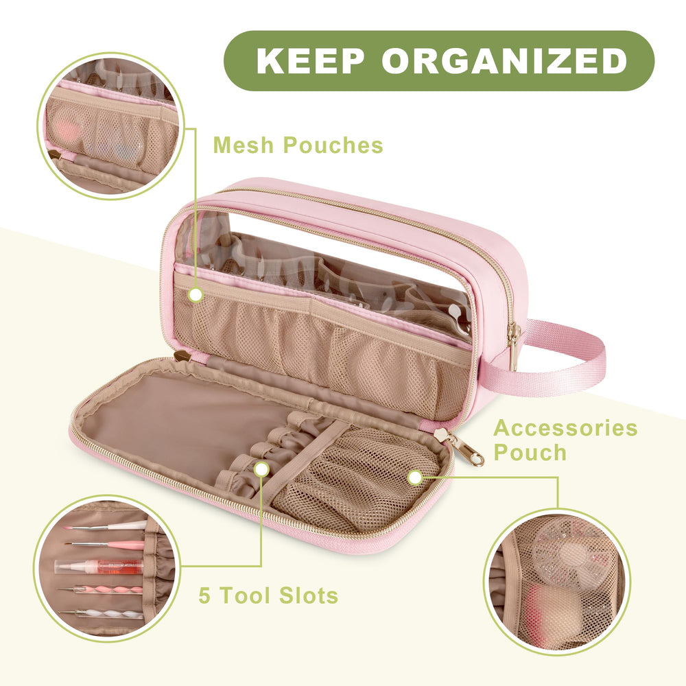Prokva nail case features a comfortable handle for easy carrying.