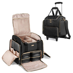 Prokva rolling makeup case exterior with wheels for easy transport between venues