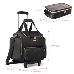 Prokva rolling makeup case top compartments with four adjustable areas for organization