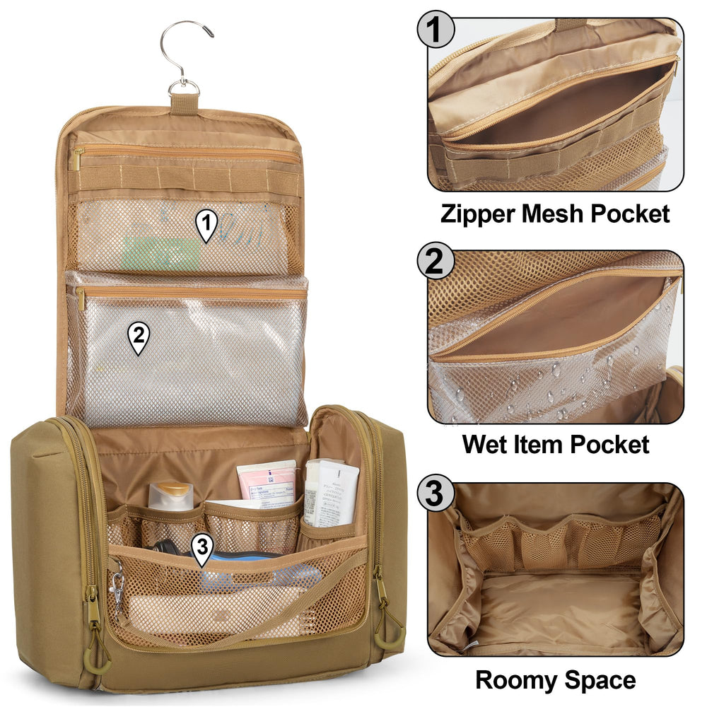 Prokva tactical bag side elastic loops hold toothbrushes and clippers for tidy travel