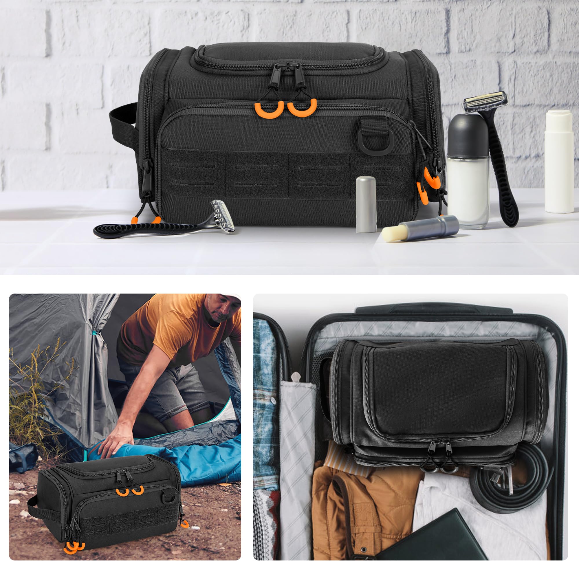 Prokva Tactical Toiletry Bag dimensions 11.6 x 7 x 5.5 inches fit luggage and duffels.