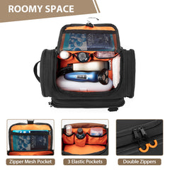 Prokva Tactical Toiletry Bag side pocket stores towels or socks for quick access while traveling.