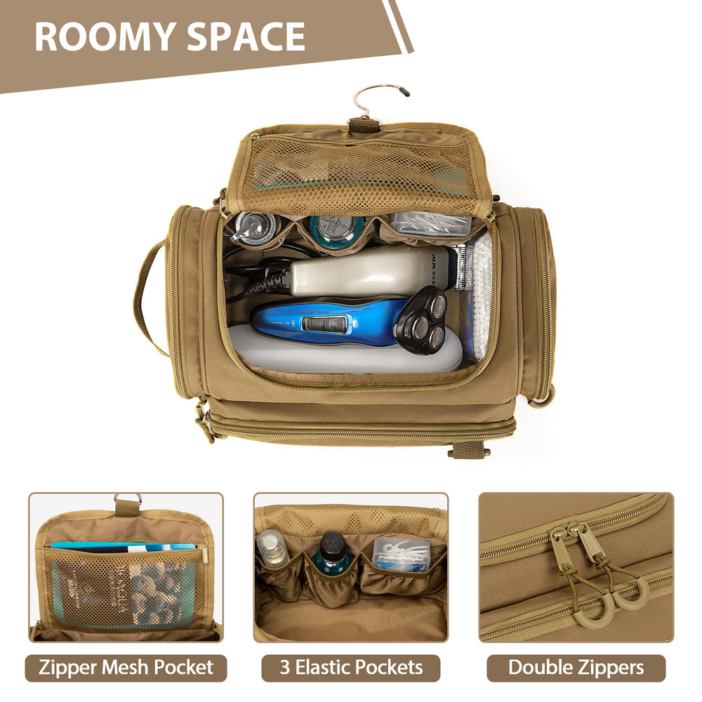 Prokva Tactical Toiletry Bag side pockets store towels or socks