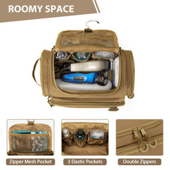 Prokva Tactical Toiletry Bag side pockets store towels or socks