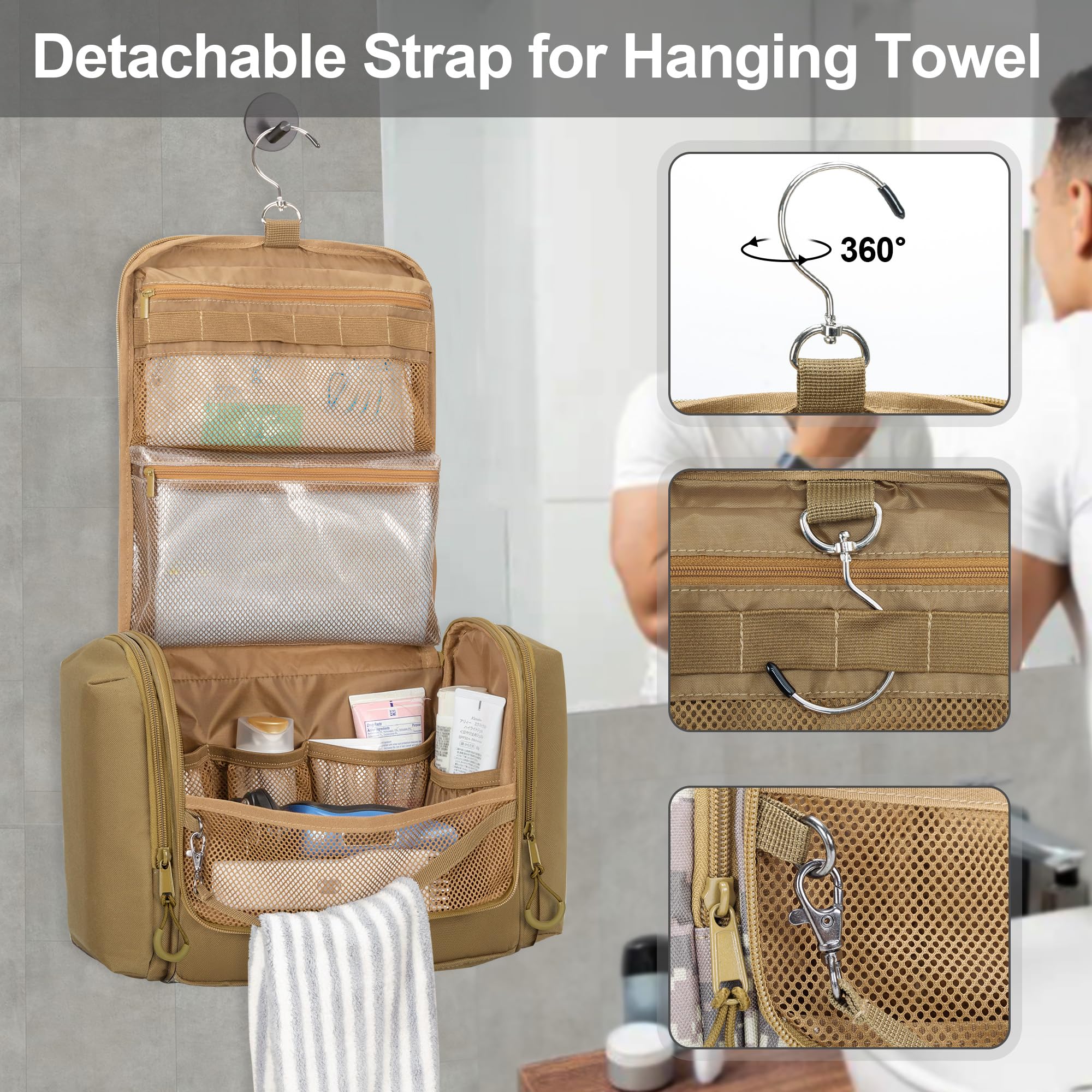 Prokva tactical water-resistant pocket keeps wet items separate during showers