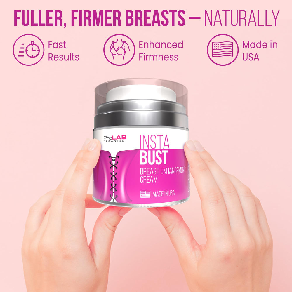 InstaBust cream texture close-up shows lightweight, non-greasy absorption for daily use.