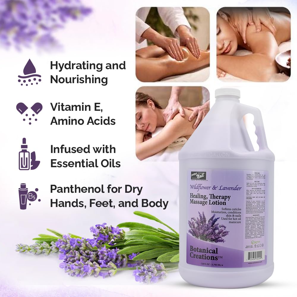 PRO NAIL Healing Therapy Lotion label closeup highlighting natural oils and vitamins for nourished skin.