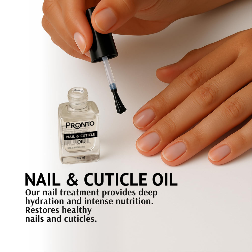 Pronto cuticle pusher tool eases gentle cuticle care during cleanup.