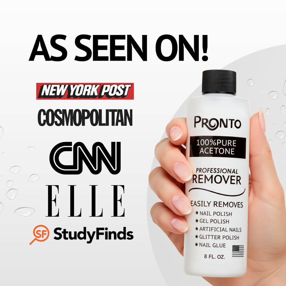 Pronto gel polish remover application scene shows easy cotton pad wipes for clean nails.