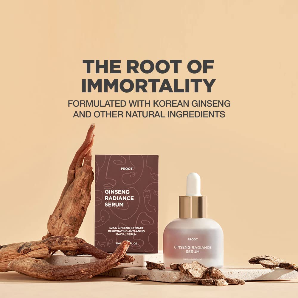 PROOT Ginseng Serum applied to the face shows quick absorption.