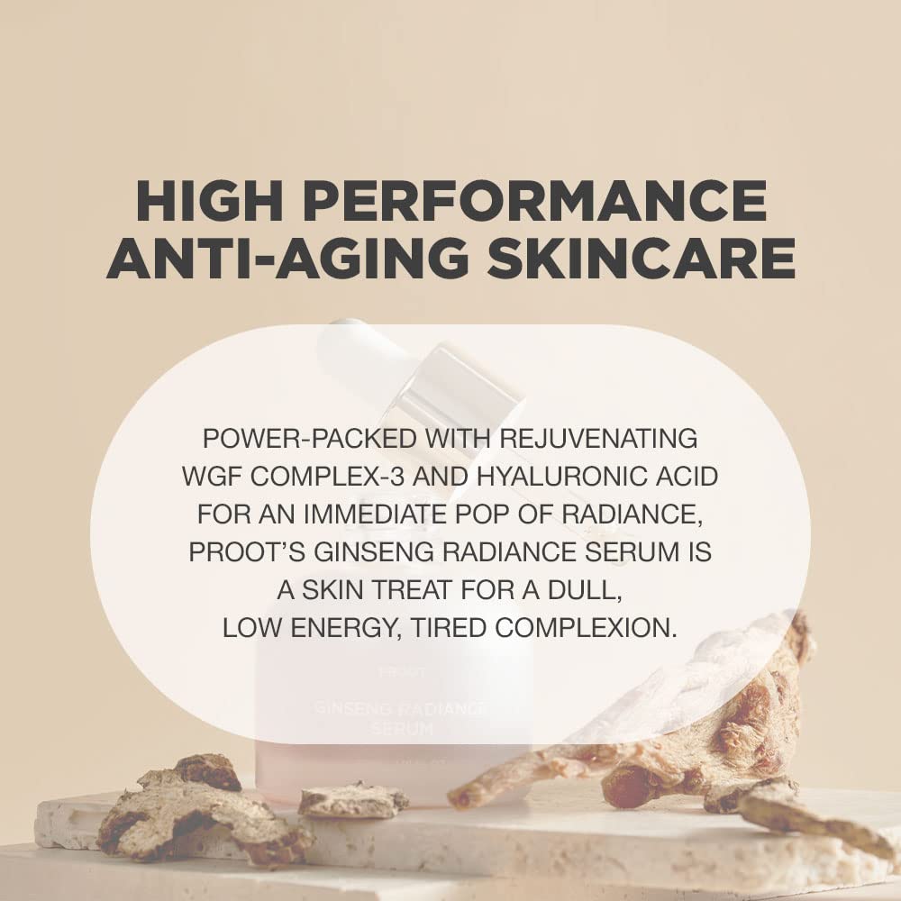 PROOT Ginseng Serum packaging on minimalist countertop for everyday use.