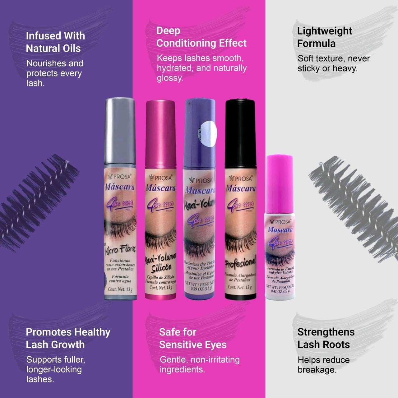 Prosa Mascara Nourishing oils image indicating lash-care benefits in a routine