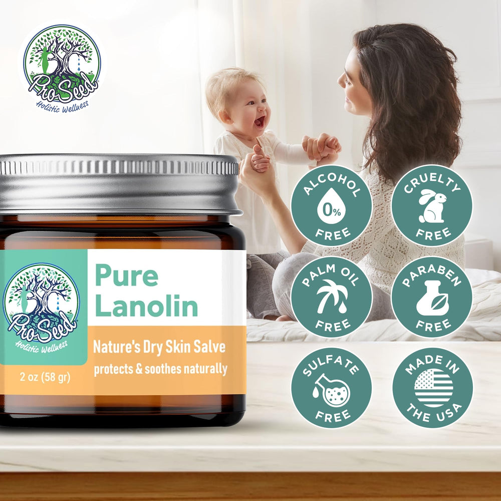 ProSeed Holistic Wellness lanolin balm for baby care in diaper bag.