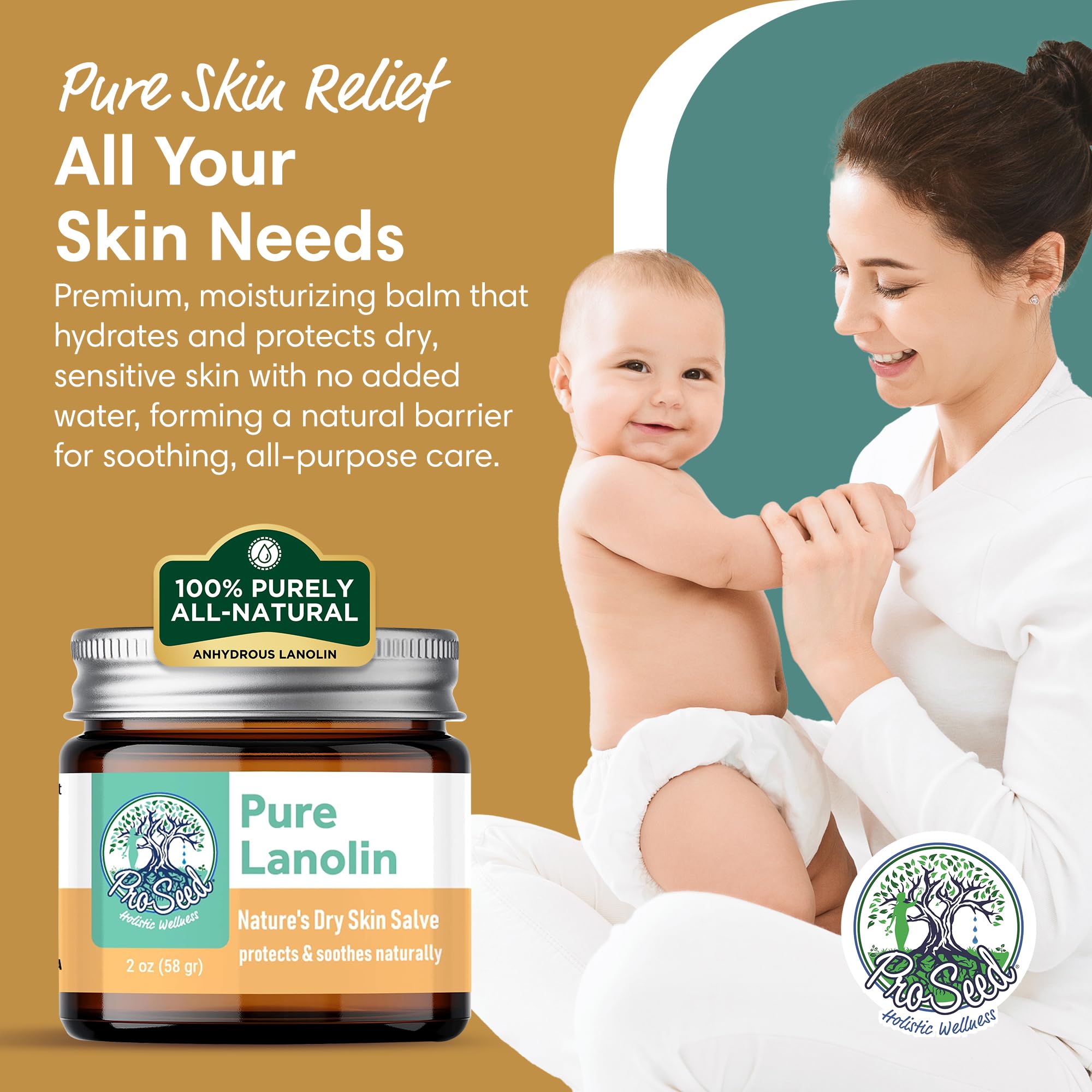 ProSeed Holistic Wellness lanolin balm lip hydration for soft lips.
