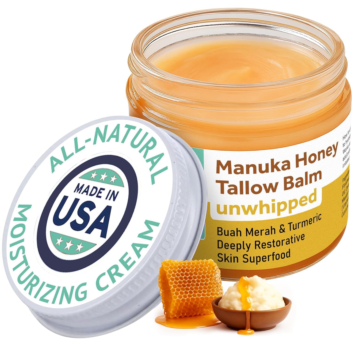 ProSeed Holistic Wellness Manuka Honey Unwhipped Tallow Balm jar showcases rich hydration for dry skin