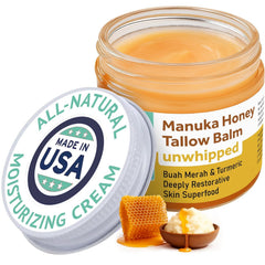 ProSeed Holistic Wellness Manuka Honey Unwhipped Tallow Balm jar showcases rich hydration for dry skin