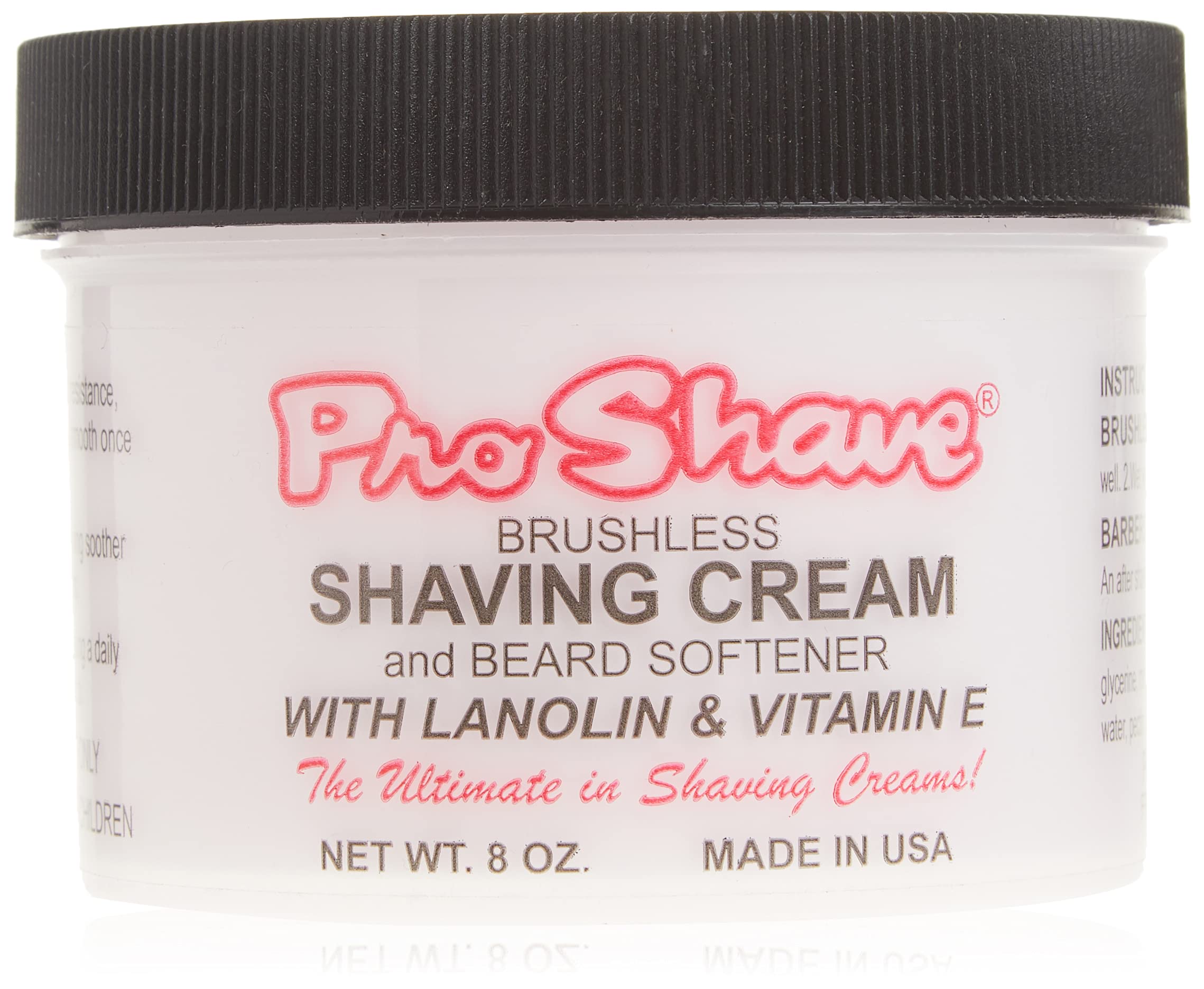 Proshave Shaving Cream 8oz bottle prepared for a smooth, brushless shave.