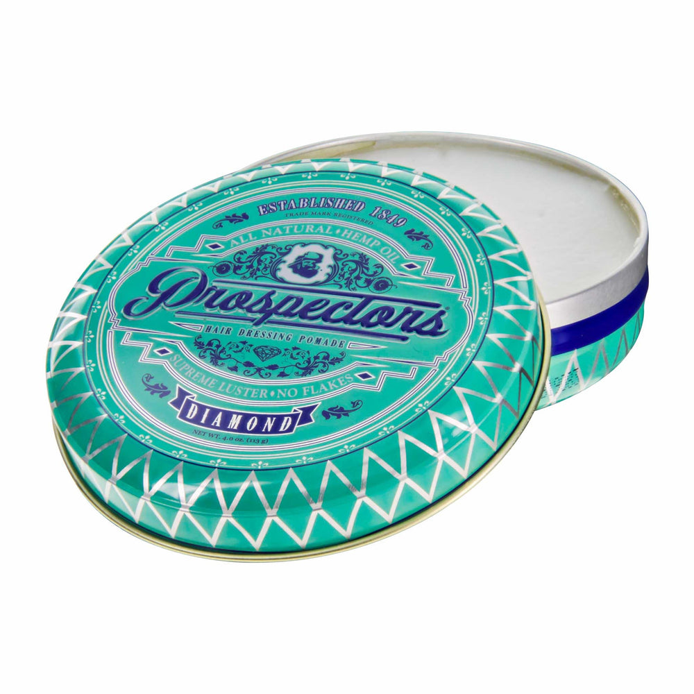 Side-part hairstyle with PROSPECTORS Diamond Hair Pomade for controlled shine.