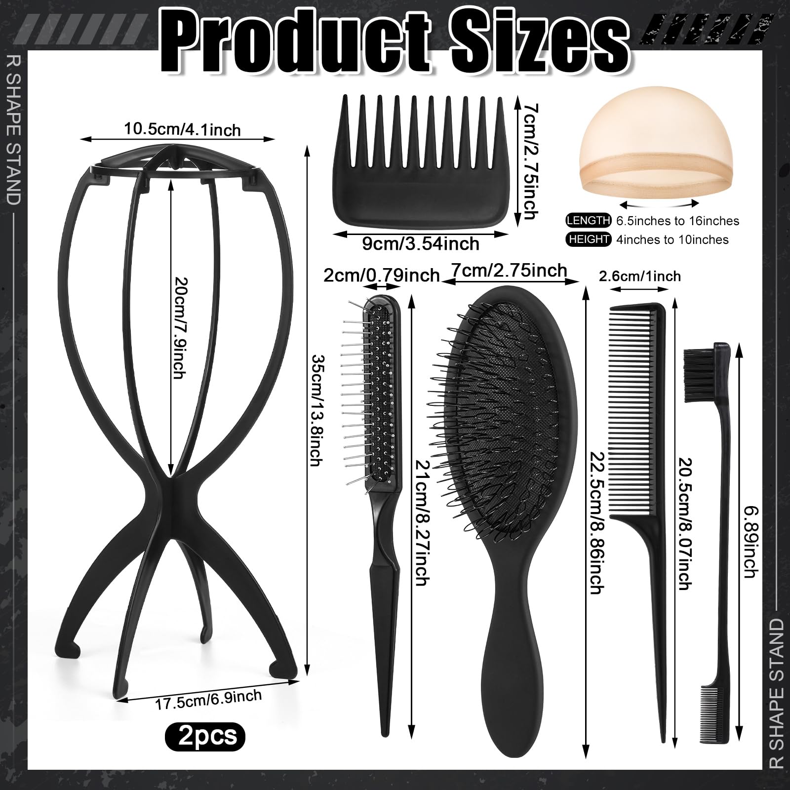 Prosuites wig brush and wide-toothed comb glide through fibers smoothly.