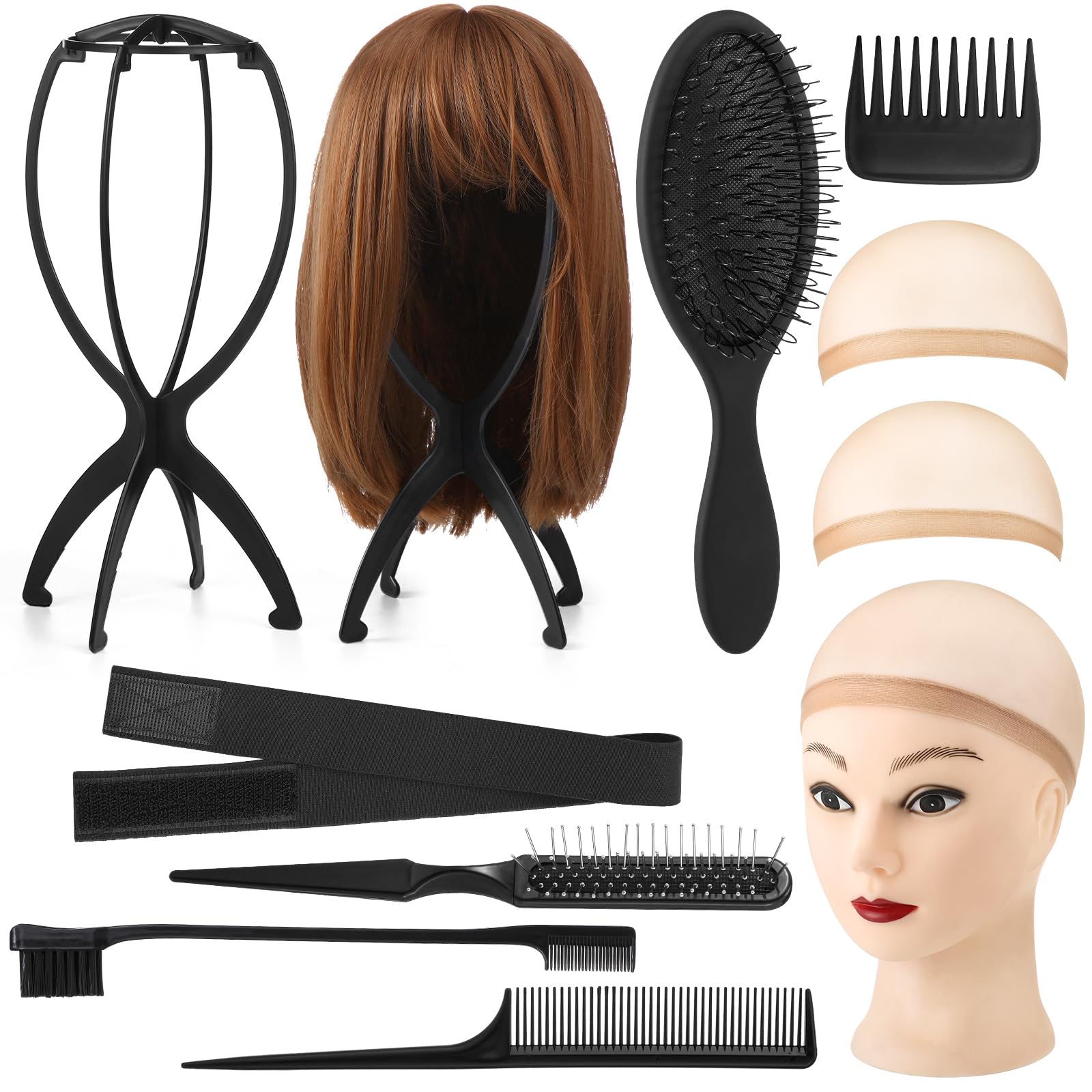 Prosuites wig head stand set helps you display and organize on the go.