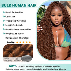 Protaw deep-wave 30in hair for dramatic, voluminous boho curls.
