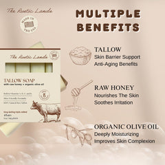 PROVENCE ESSENTIALS Rustic Lands grass-fed-tallow-bars close-up with creamy lather potential.