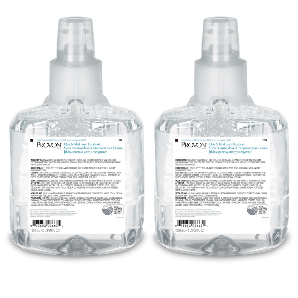 PROVON LTX-12 clear mild foam handwash bottle for frequent, skin-friendly use.