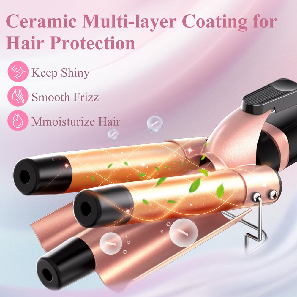 Prubensic interchangeable ceramic wands arranged for varied curl outcomes.