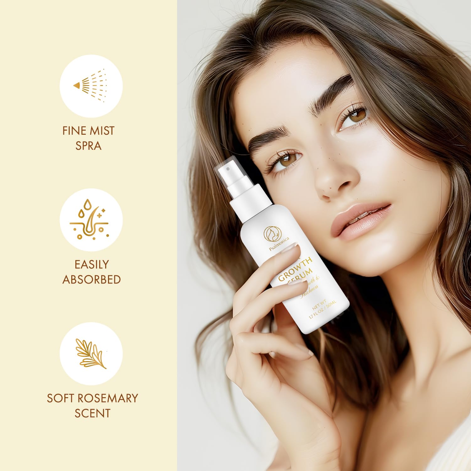 Psalmonica Hair Growth Serum spray applicator for precise use